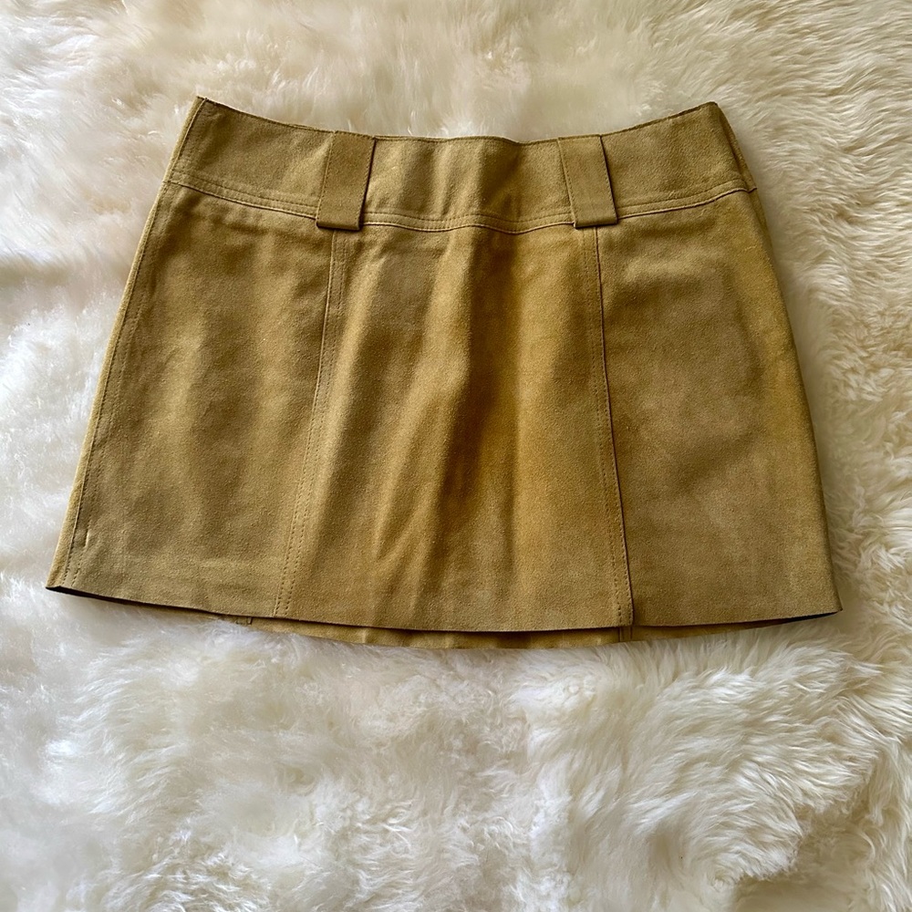 Free People tan 100% cow leather mini skirt